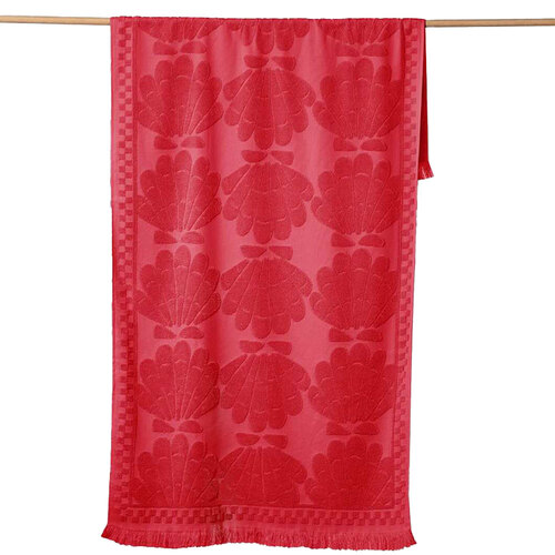 Canningvale Postitana Terry Beach Towel - Shell Geranium