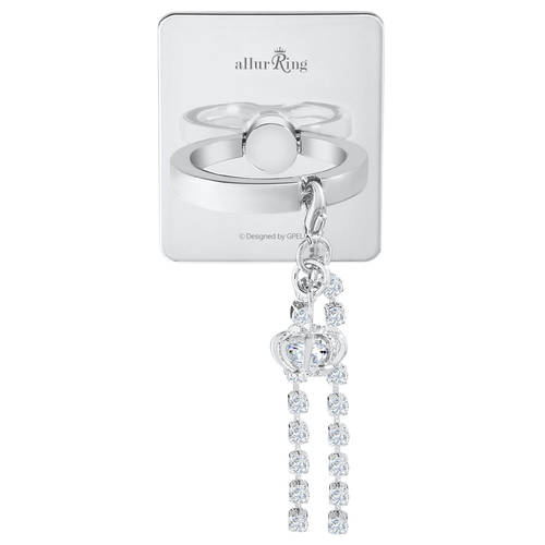GPEL Belita Silver/Crown Allur Ring & Stand w/ Swarovski Crystal for Smartphones