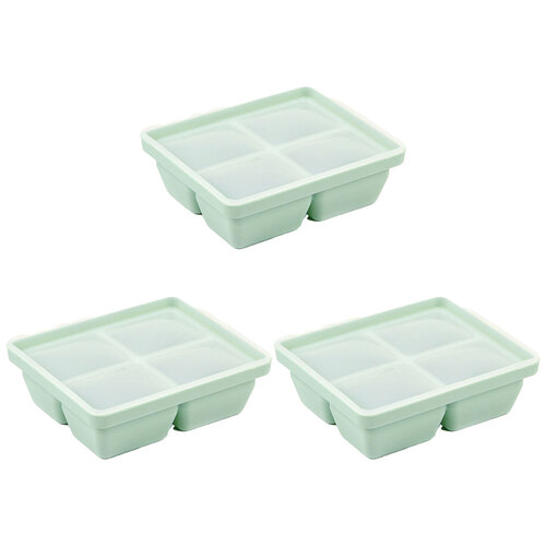 3PK Kuvings Silicone 15cm Baby Food-Prep & Serving Container 4-Holes - Green