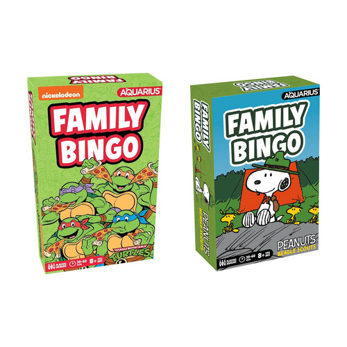 Aquarius Family Bingo Cards Party Game Set TMNT & Peanuts 8y+