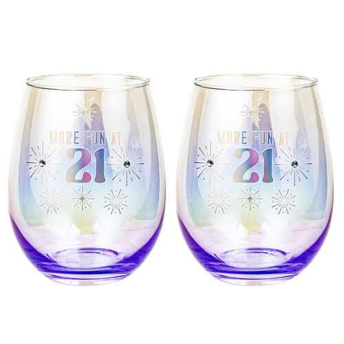 2PK LMD 21st Stemless Holographic Glass 560ml Water Tumbler