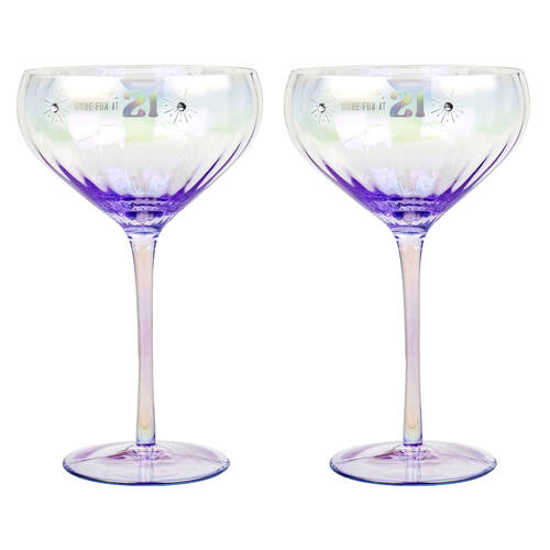 2PK LMD 21st Holographic Stemmed 300ml Coupe Glass Drinkware