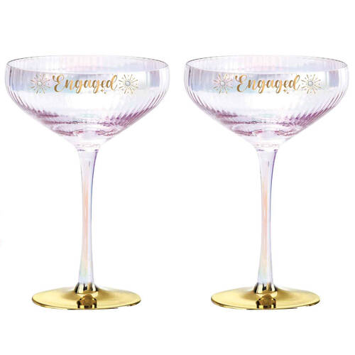 2pc LMD Holographic Engaged 300ml Stemmed Coupe Glass Set