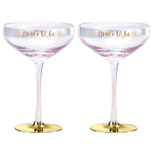 2PK LMD Bride Holographic 300ml Stemmed Coupe Glass Drinkware