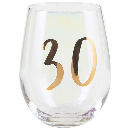 Rainbow 30th Stemless Wine Glass 600ml Birthday Drinking Cup