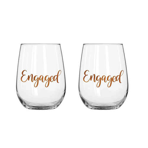 2pc Engaged Stemless Set Of 2 Rose Gold 600 ml Drinking Cup
