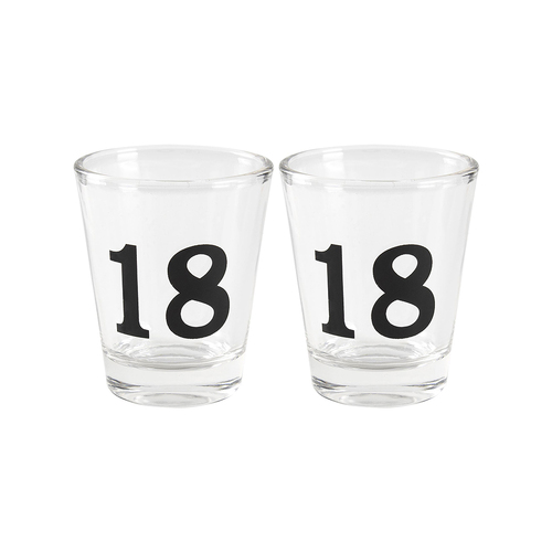 2PK Birthday Celebration 18th Novelty Shot Drinking Glass 9cm