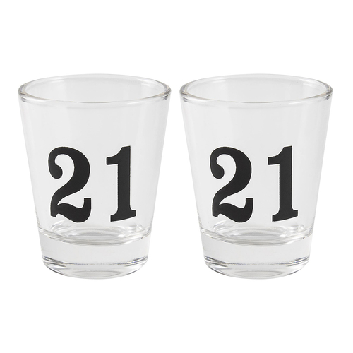 2PK Birthday Celebration 21st Novelty Shot Drinking Glass 9cm