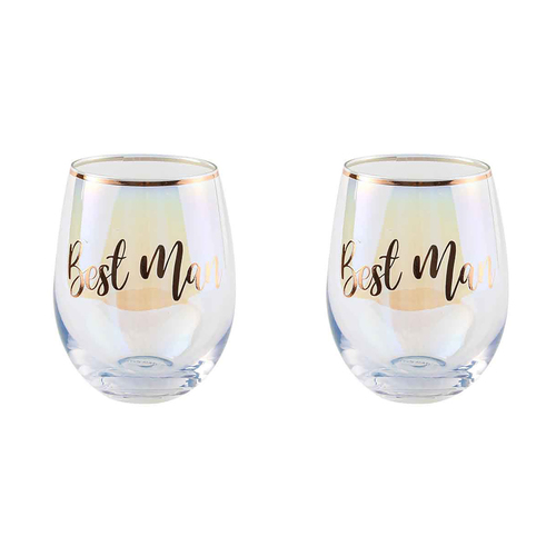 2x Best Man Stemless Wine Rose Gold 600 ml Drinking Cups