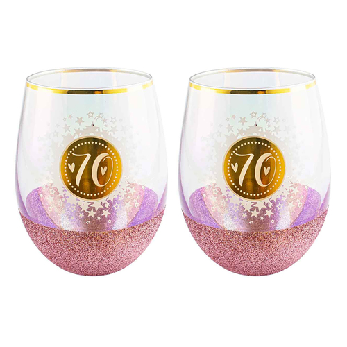 2PK Glitterati 70 Stemless Wine Glass 600ml Drinking Cup