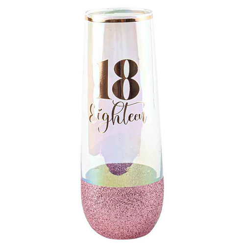 18th Glitterati Pink Stemless Champagne 16cm 180ml Drinking Cup