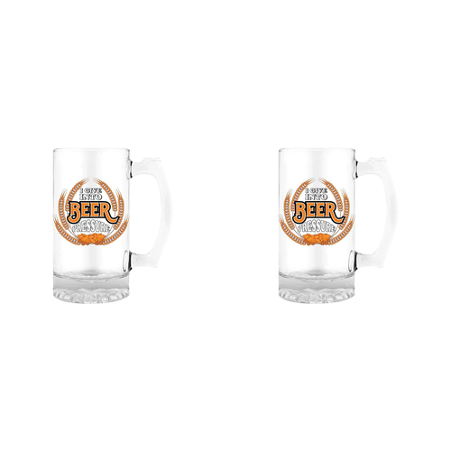 2PK I Give Into Beer 490ml/18cm Beer/Cider Drinking Glass w/ Handle