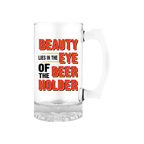 Beauty Is In The 490ml/18cm Beer/Cider Drinking Glass w/ Handle