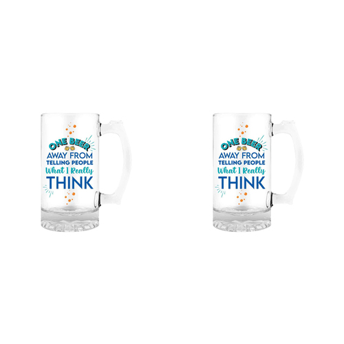 2PK One Beer Away From Telling 490ml/18cm Beer/Cider Drinking Glass w/ Handle