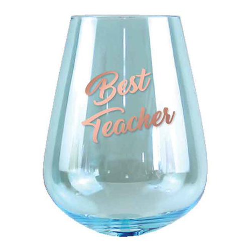 2pc Best Teacher 13cm/600ml Stemless Glass Wine/Cocktail Drinking Set