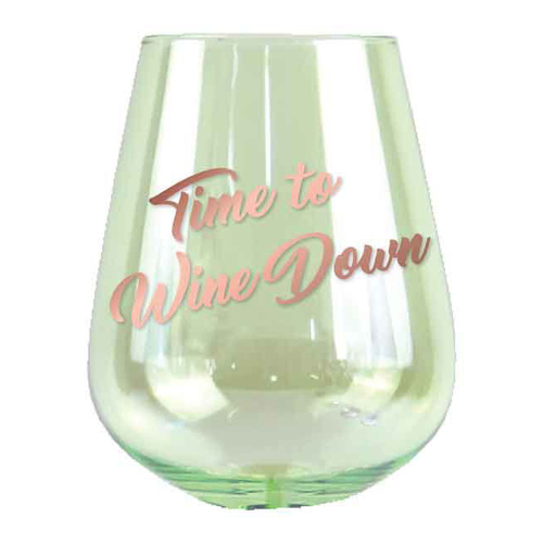 2pc Time To Wine Down 13cm/600ml Stemless Glass Wine/Cocktail Drinking Set