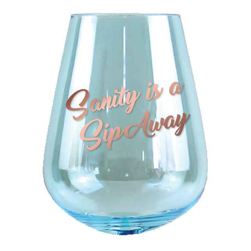 2pc Sanity Is A Sip Away 13cm/600ml Stemless Glass Wine Drinking Set
