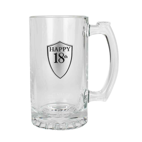 Birthday 18th Beer Stein/Glass 500ml Drinking Cup w/Handle