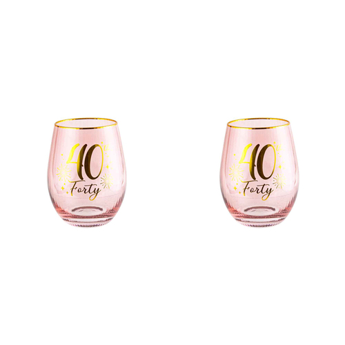 2PK 40th Fluted Stemless Glassware/Home Decoration 600ml/13cm