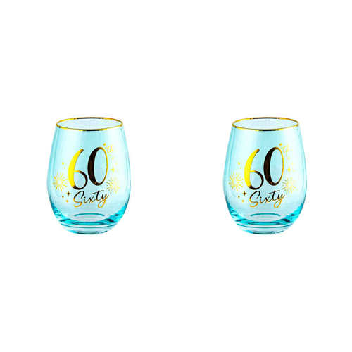 2PK 60th Fluted Stemless Glassware/Home Decoration 600ml/13cm