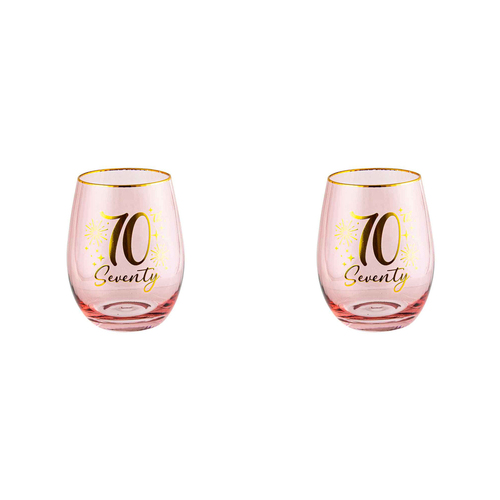 2PK 70th Fluted Stemless Glassware/Home Decoration 600ml/13cm