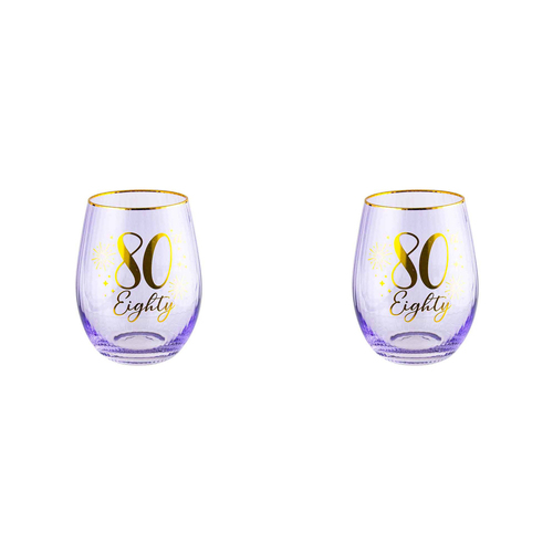 2PK 80th Fluted Stemless Glassware/Home Decoration 600ml/13cm