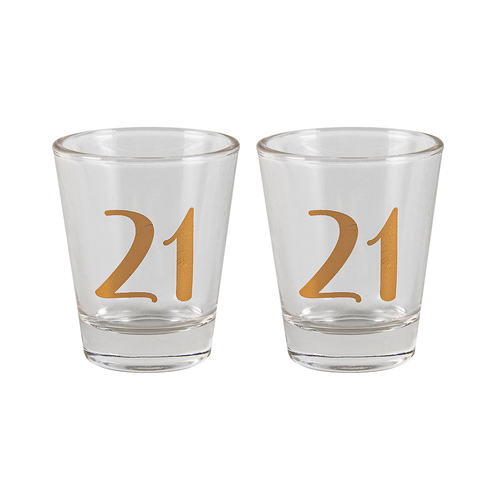 2PK Birthday 21st Rose Gold Shot Glass 30ml Drinking Cup