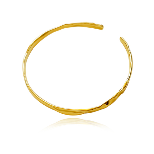 Culturesse Elio Artisan 6cm Solid Bangle Bracelet - 24K Gold