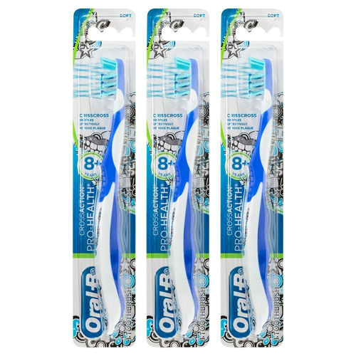 3PK Oral B Stages Soft Toothbrush Crisscross Bristles For 8y Kids
