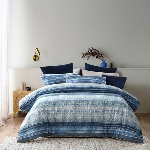 Bianca Amata Quilt Cover Percale Cotton Blue - Double Bed