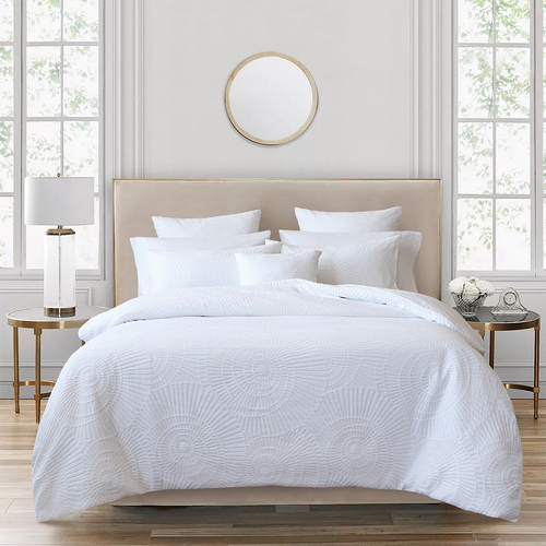 Bianca Byron Quilt Cover Percale Cotton White - King Bed