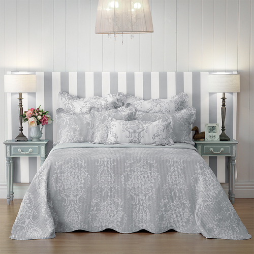 Bianca Florence Bedspread Pillowcase Set Grey - King Bed