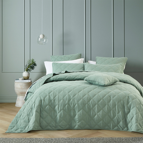 Bianca Barclay Coverlet Set Olive - Queen/King Bed with Pillowcase
