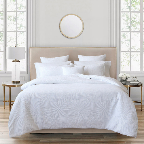 Bianca Byron Quilt Cover Percale Cotton White - Queen Bed
