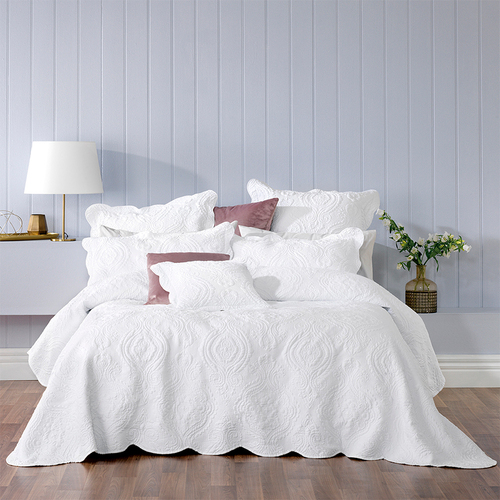 Bianca Cordelia Elegant Bedspread w/Pillowcase White - Queen Bed