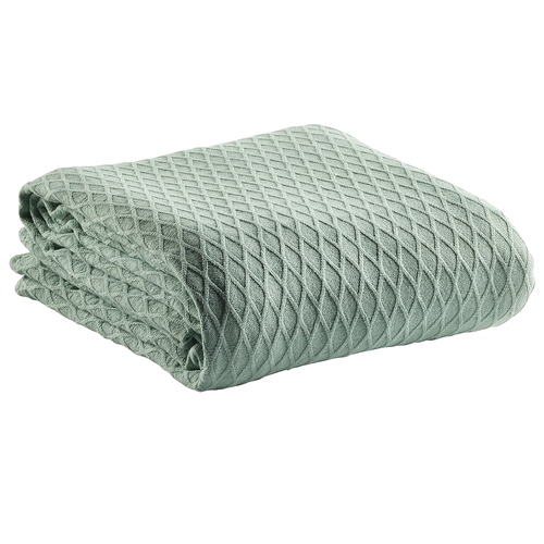 Bianca Gosford Blanket 100% Cotton Sage - Queen/King Bed