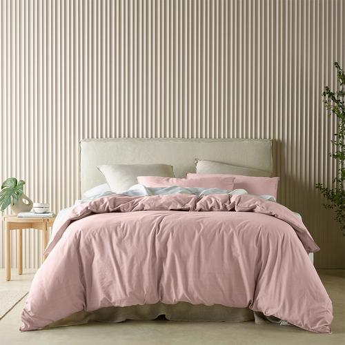 Bianca Acacia Quilt Cover Percale Cotton Blush - Single Bed