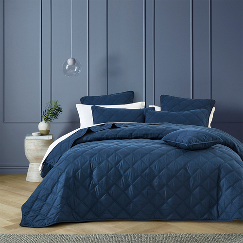 Bianca Barclay Coverlet Set Navy - Single/Double Bed with Pillowcase