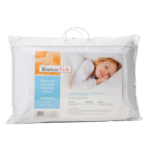 Bianca Sleep Easy Kids 65x40cm Pillow Low Profile Latex Pillow - White