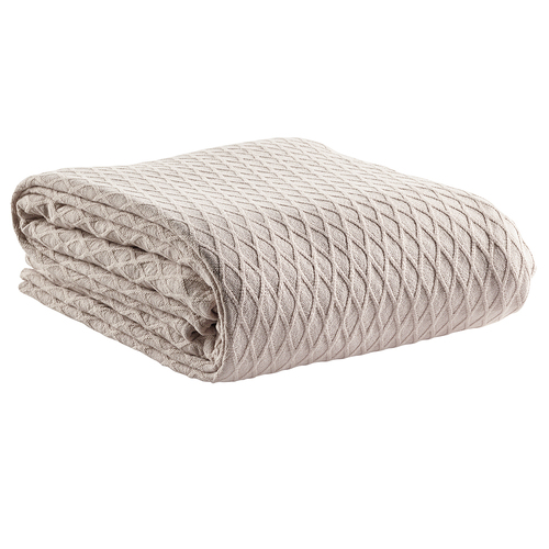 Bianca Gosford Blanket 100% Cotton Stone - Single/Double Bed