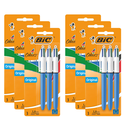 18pc Bic 4 Colour Click Pen Original Writing Ballpen