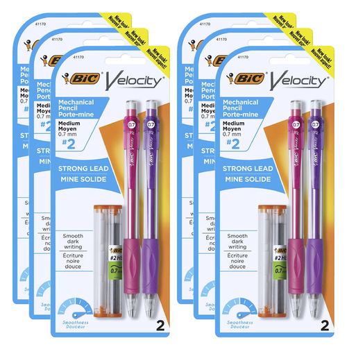 12pc Bic Velocity Mechanical Pencil Original 0.7mm Assorted