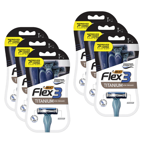 24pc Bic Men's Flex Titanium Comfortable Reusable 3 Blade Razor Set