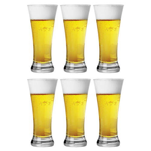 6pc Artcraft Tall Bira Beer Glass Water Drinking 380ml Clear