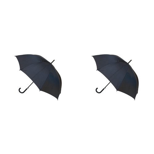 2PK Bobbie J Auto Open Hook Handle Walking Length Umbrella - Black