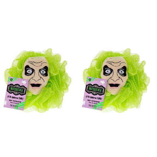 2PK Warner Bros Beetlejuice Body Exfoliator Shower Loofah Puff Green