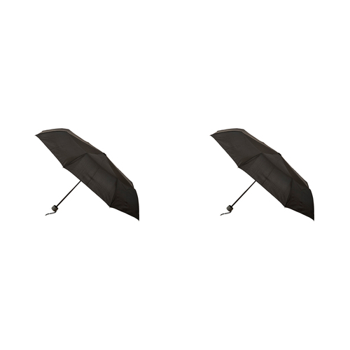2PK Bobbie J Manual Folding Super Mini w/ Grey Handle Umbrella Black 