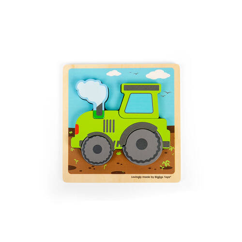 Bigjigs Toys Wood Chunky Lift Out Tractor Kids Puzzles Toys 30x22.5cm 10m+