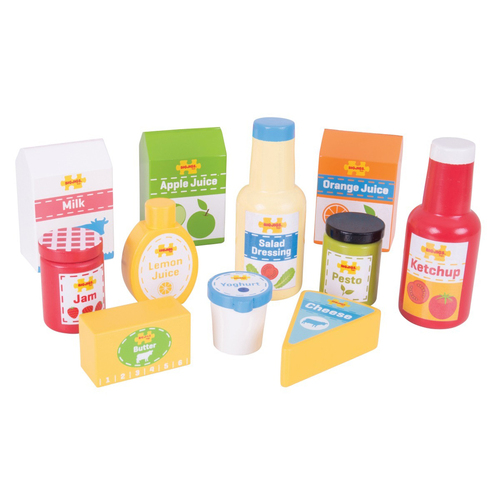11pc Bigjigs Toys Wooden Chilled Groceries Kids Pretend Play Toy 3y+