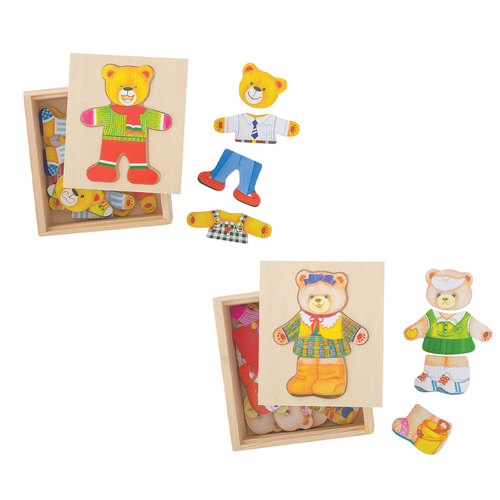 2x 18pc Bigjigs Toys Dress Up Mr & Mrs Bear Kids Wooden Toy Set 3y+